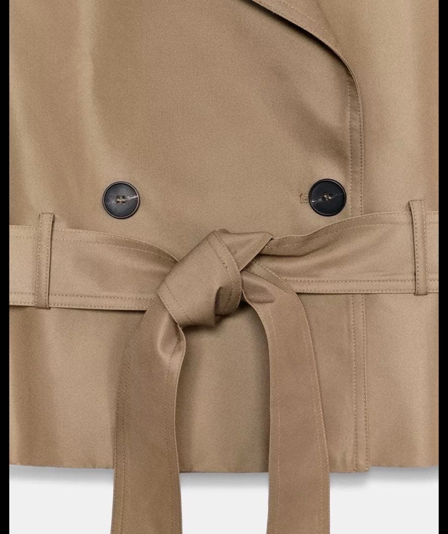 タグ付き新品★ZARAのベルト付きダブルブレストベスト★XSサイズ★カーキ色