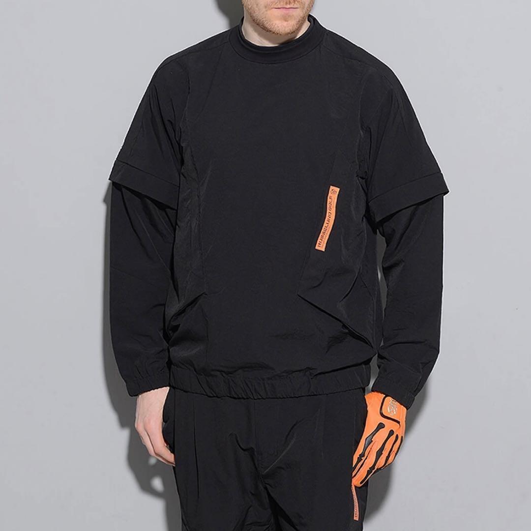 ラッセルノ ゴルフ RSGロゴ 2Way プルオーバー ブルゾン ブラック L