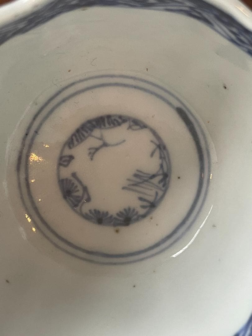 江戸~明治期 有田 古伊万里 開運 蝙蝠 微塵 唐草 蕎麦 猪口 小鉢 5客