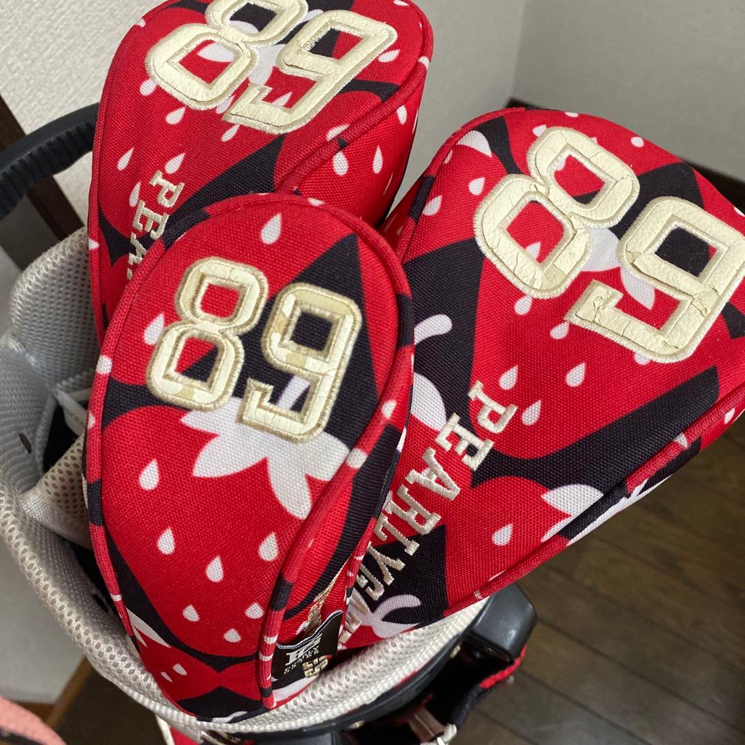 パーリーゲイツイチゴ柄♡キャディバッグ、ヘッドカバー4点