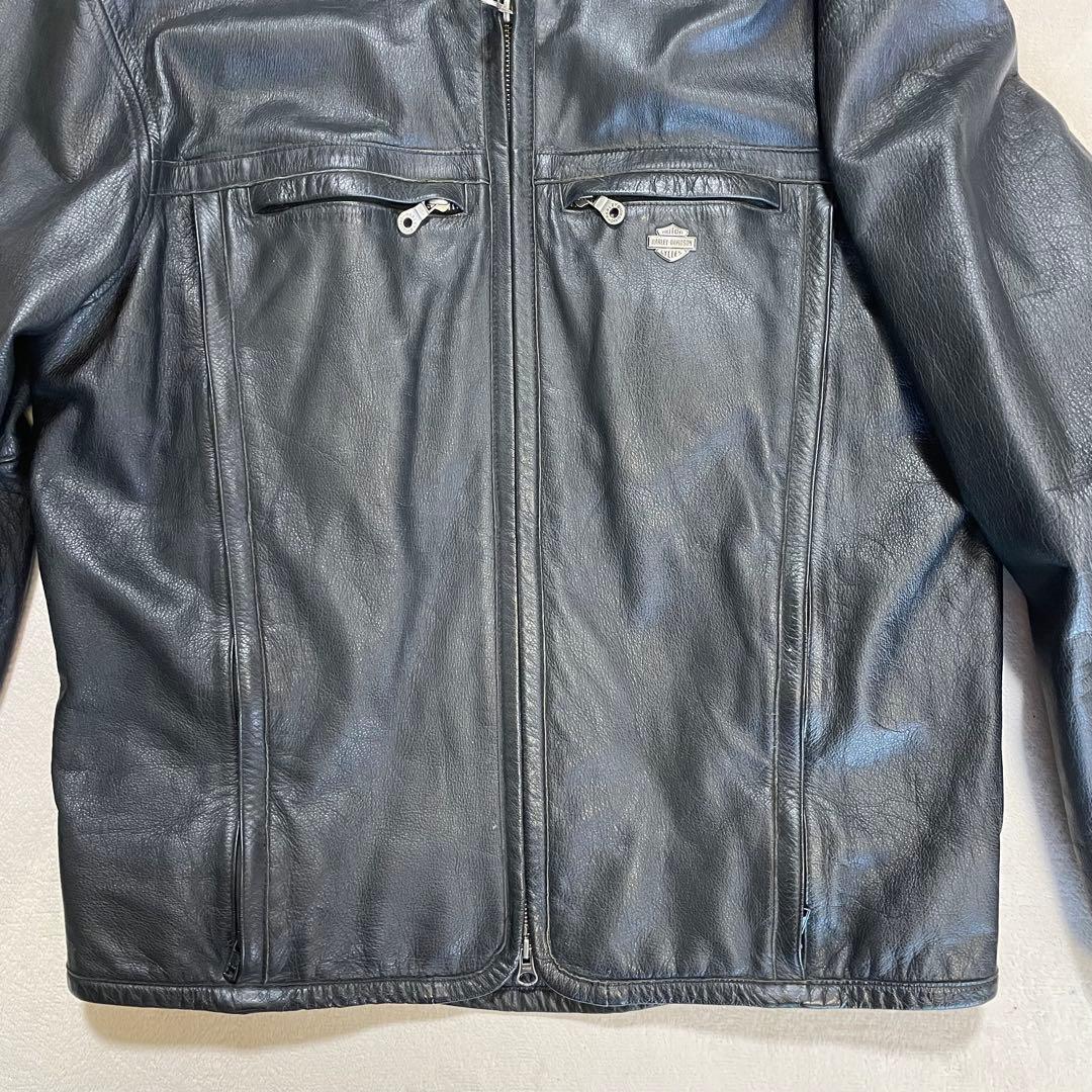 ハーレーダビットソン　レザージャケット　裏面　デザイン　シングル　ライダース　L