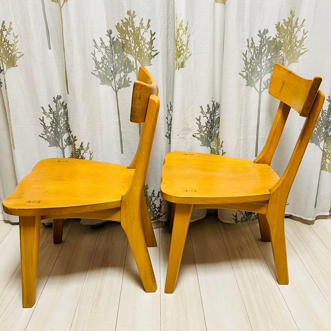 【天然木】木製ダイニングチェア 2脚セット