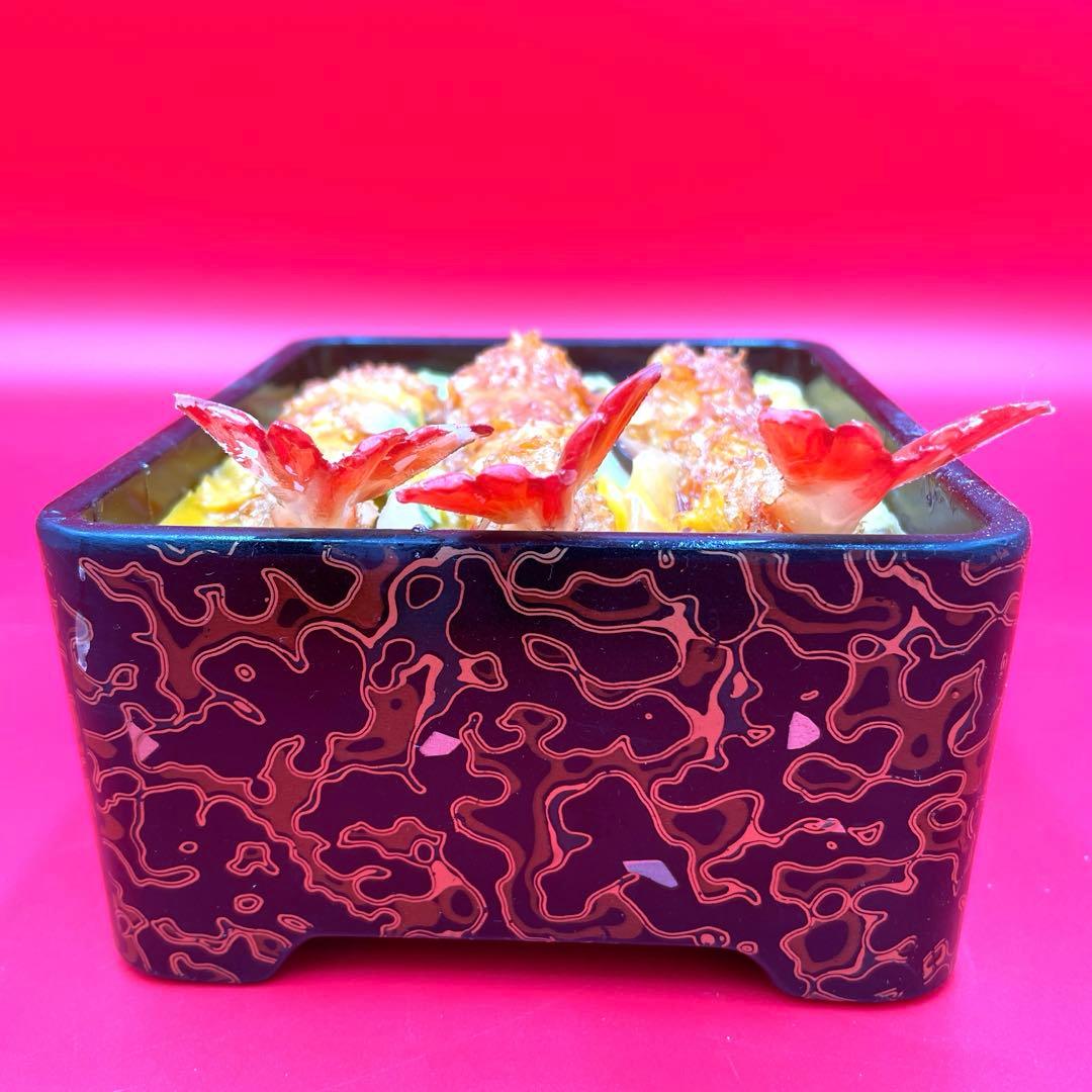 【超リアル】食品サンプル 海老とじ重 海老天3本 重箱入り 実物大 飲食店使用品