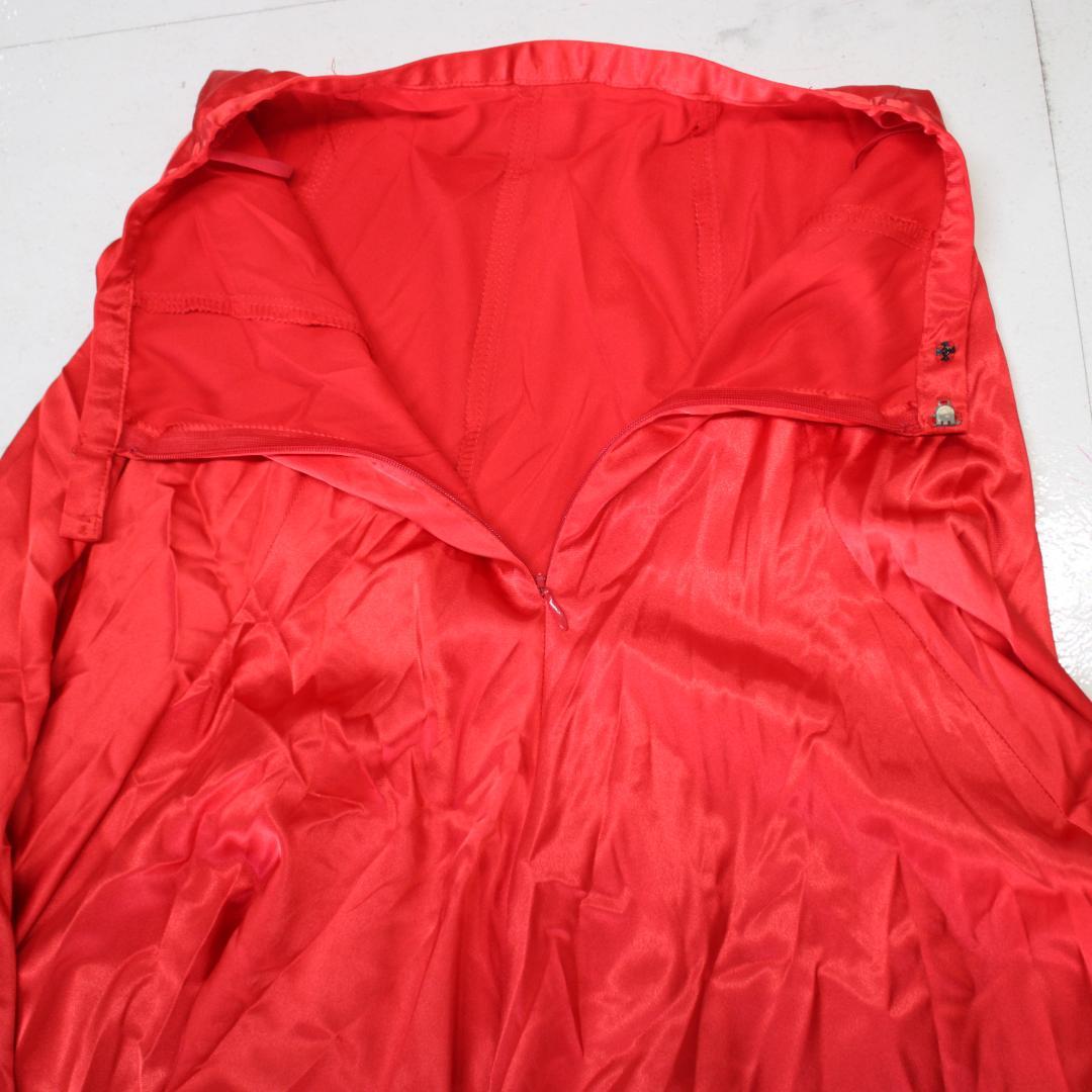 【美品 フラメンコ衣装】レッド ファルダ スカート 赤 光沢 軽い レッスン