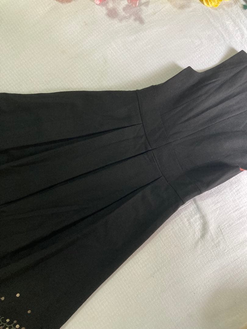 美品希少Sybillaシビラ上品刺繍ロングワンピース毛M ブラック系細身