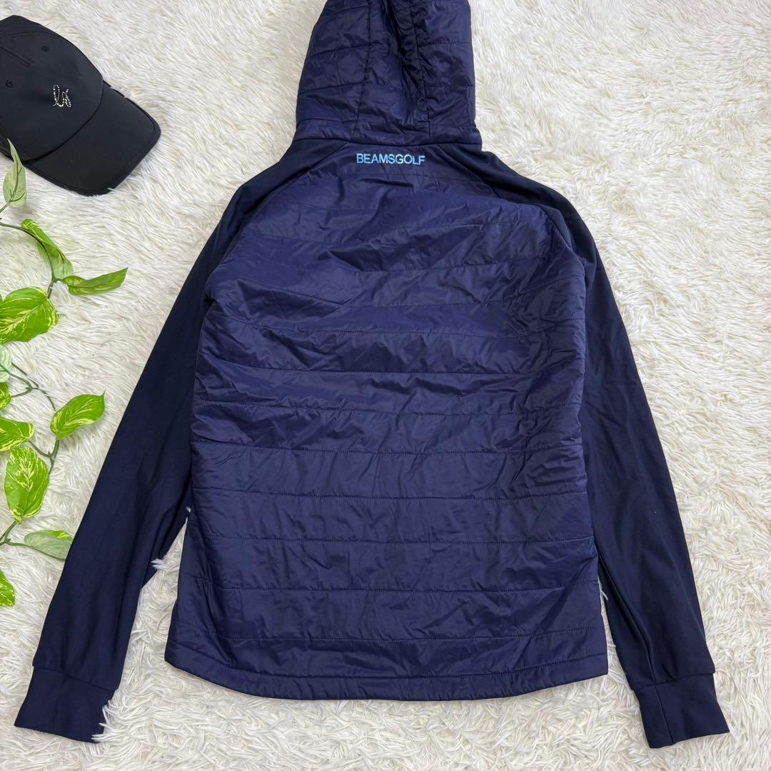 【ビームスゴルフ】美品 中綿ジャケット ネイビー ロゴ Lサイズ メンズ