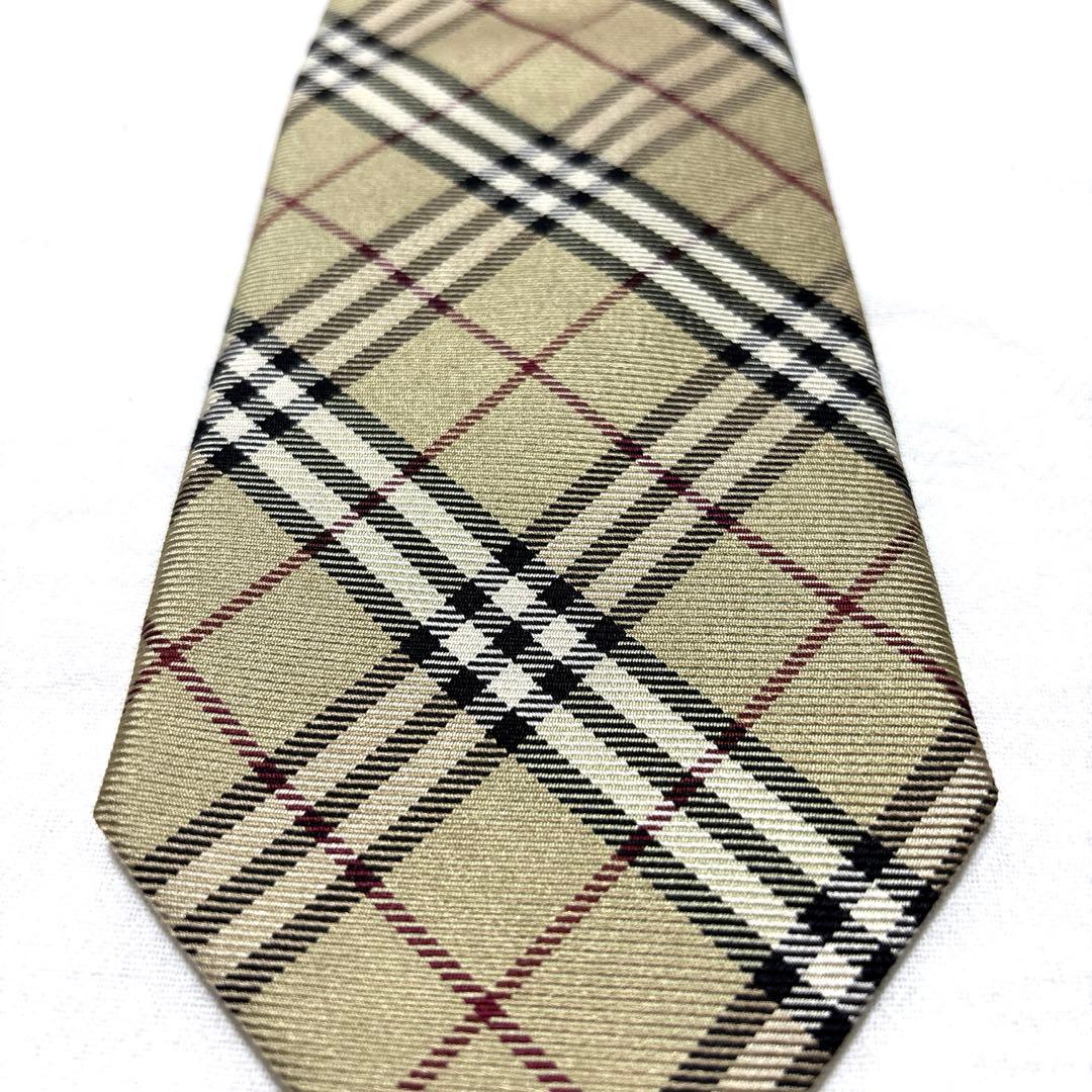 極美品　バーバリー　ネクタイ　ノバチェック　ベージュ　光沢