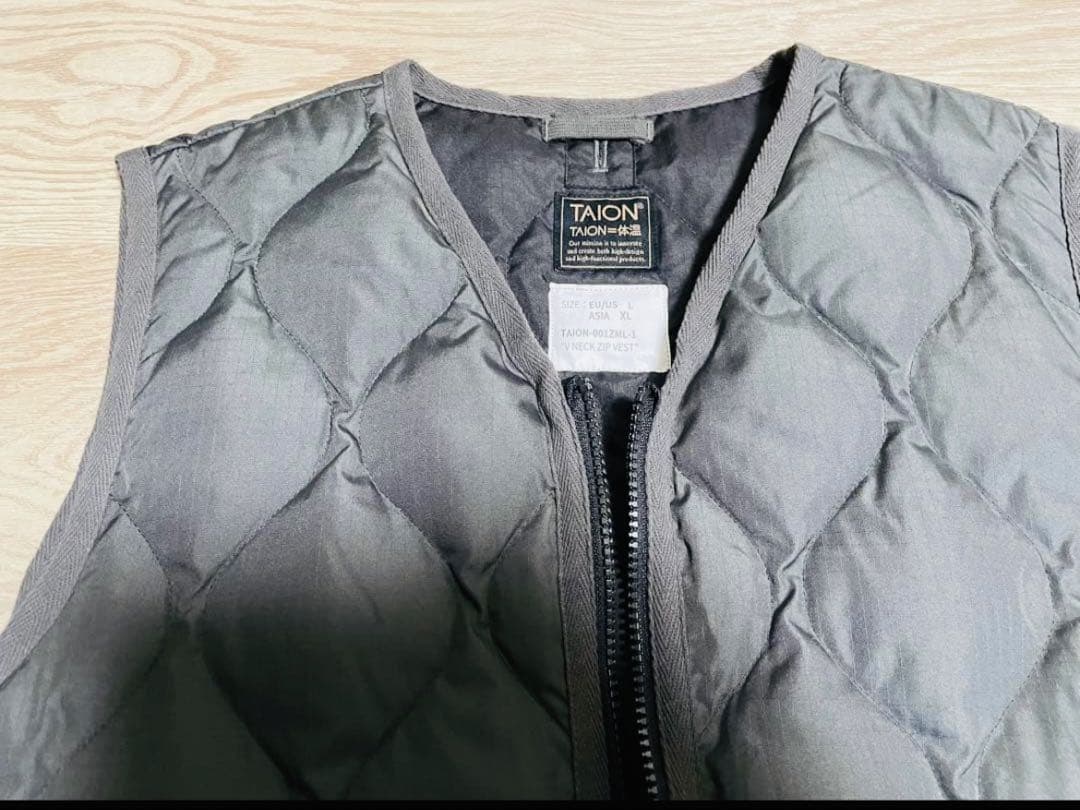 TAION/タイオン ミリタリー Vネックジップ ダウンベスト XL 美品