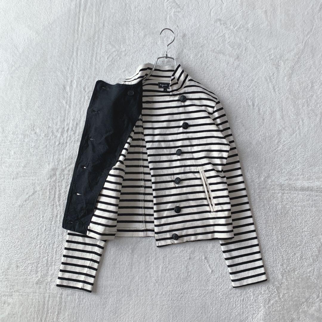 希少 agnès b. アニエスベー ボーダー ダブル ジャケット ルーマニア製