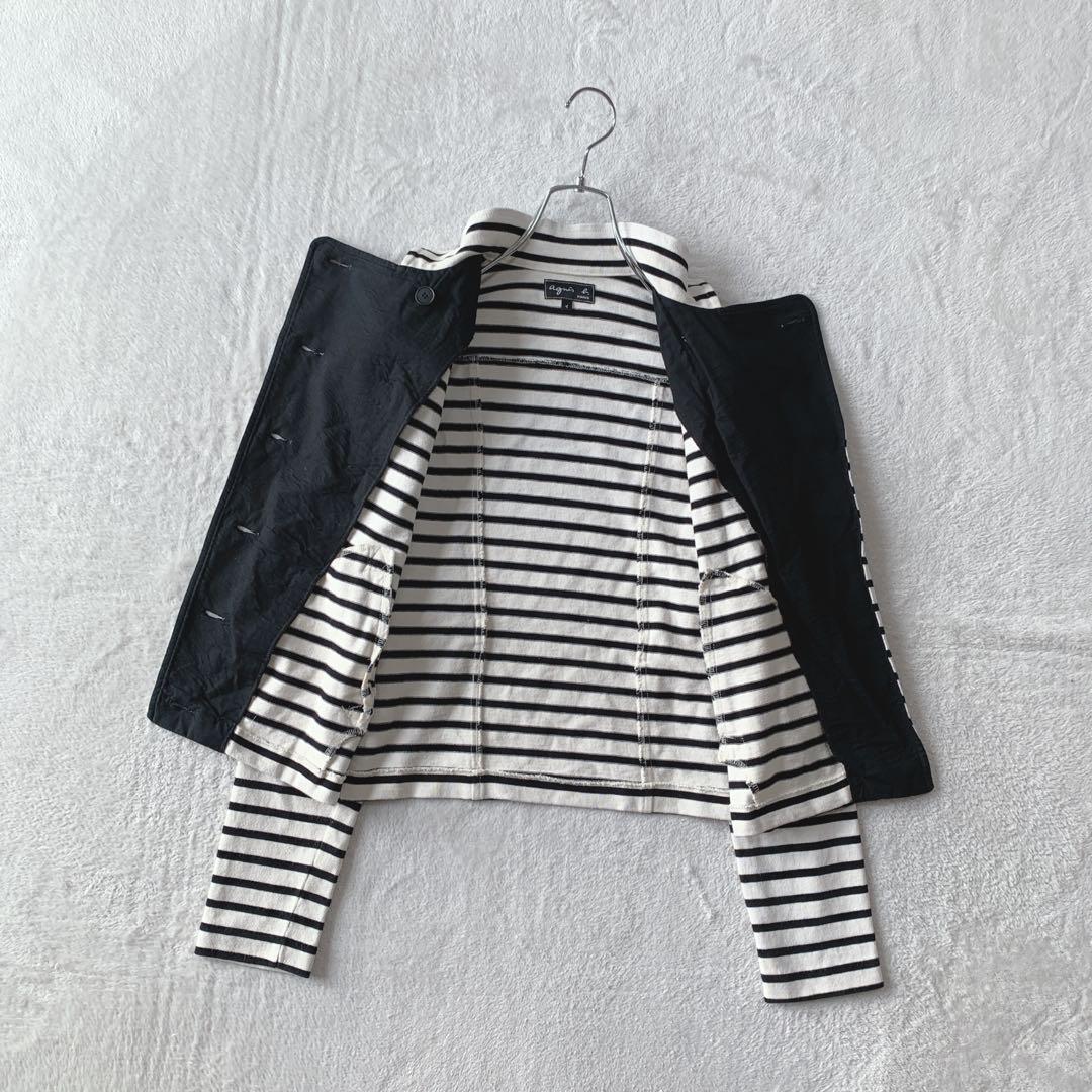 希少 agnès b. アニエスベー ボーダー ダブル ジャケット ルーマニア製