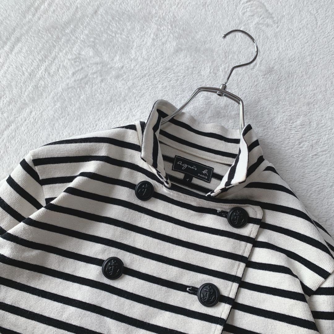 希少 agnès b. アニエスベー ボーダー ダブル ジャケット ルーマニア製