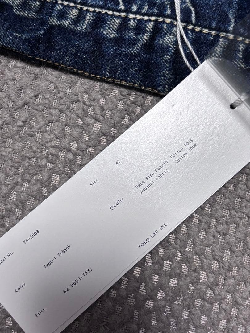 TOLQ デニムジャケット転写 TYPE1 t-back 42 ベルベルジン
