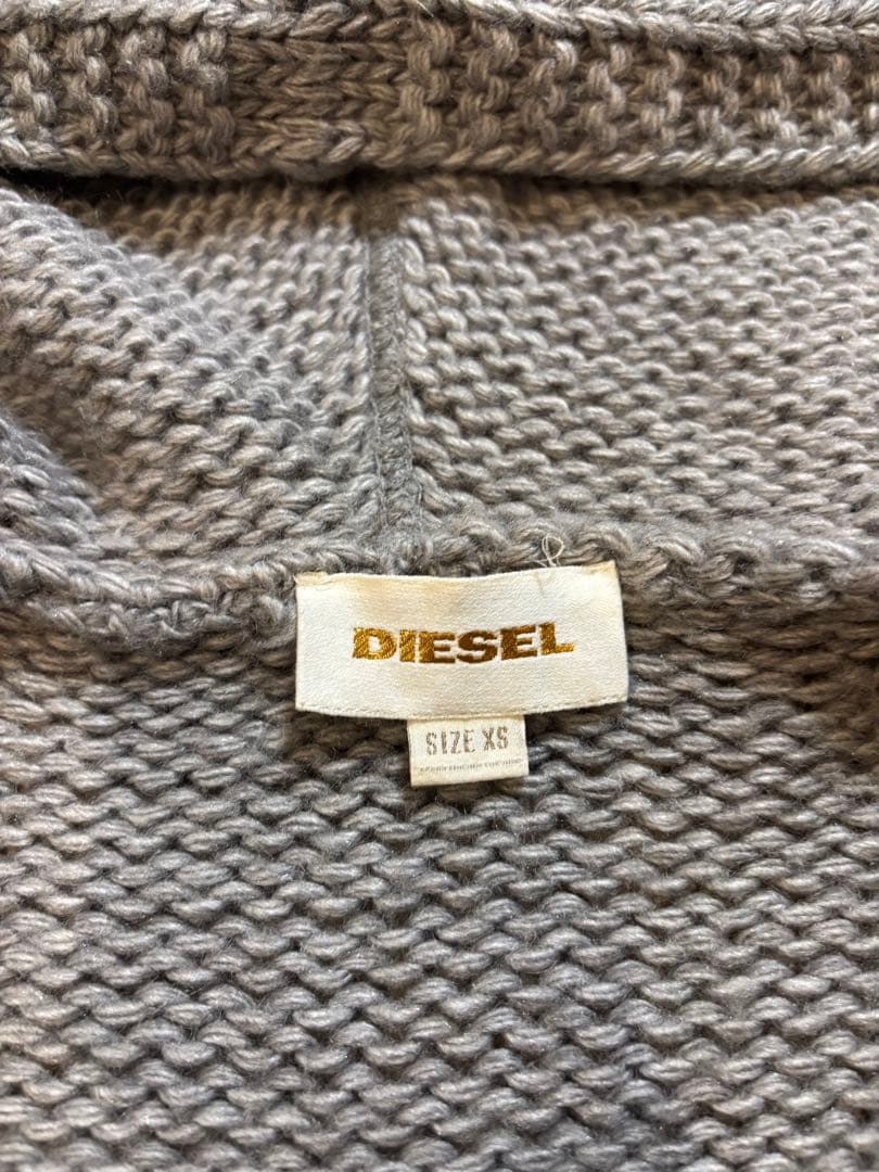 DISEL ニットジップパーカー y2k ウール混　ケーブルニット