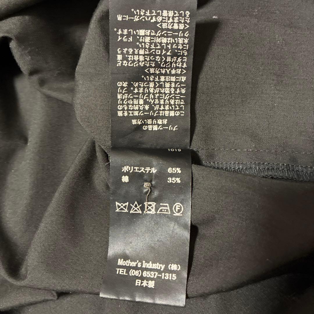 ミズイロインド プリーツスリーブワイドシャツワンピース　ブラック