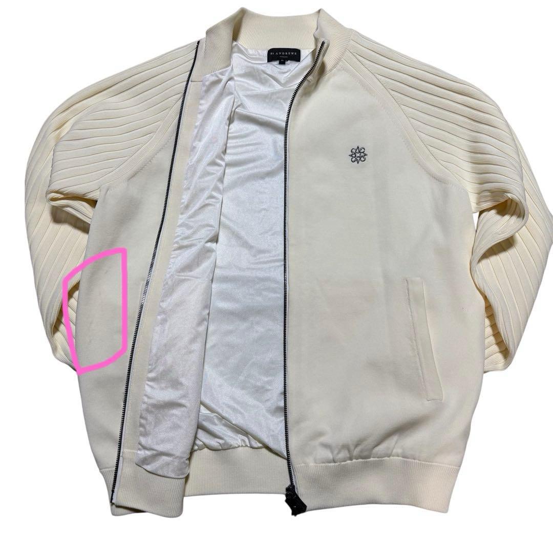 人気　St Andrews ニットジャケット ブルゾン　アイボリー　男女兼用L