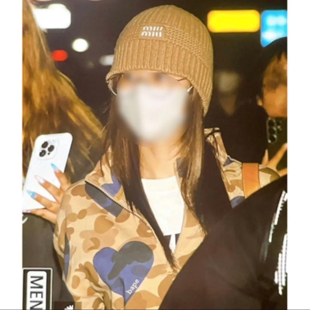 miumiuビーニー/ロゴ付きニット帽