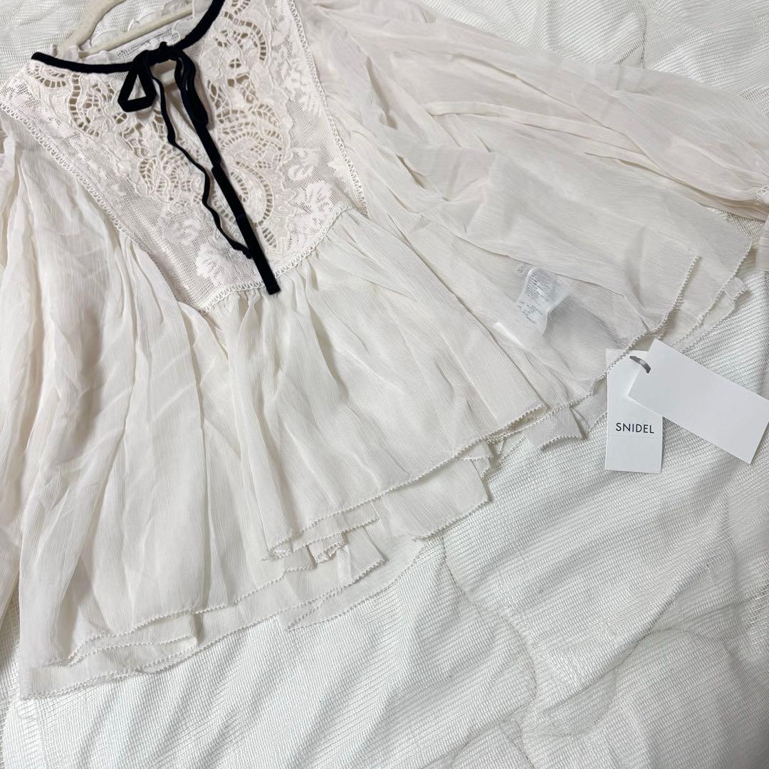 新品タグ付き✨　SNIDEL エンブロイダリー楊柳シフォンブラウス　インナー付き