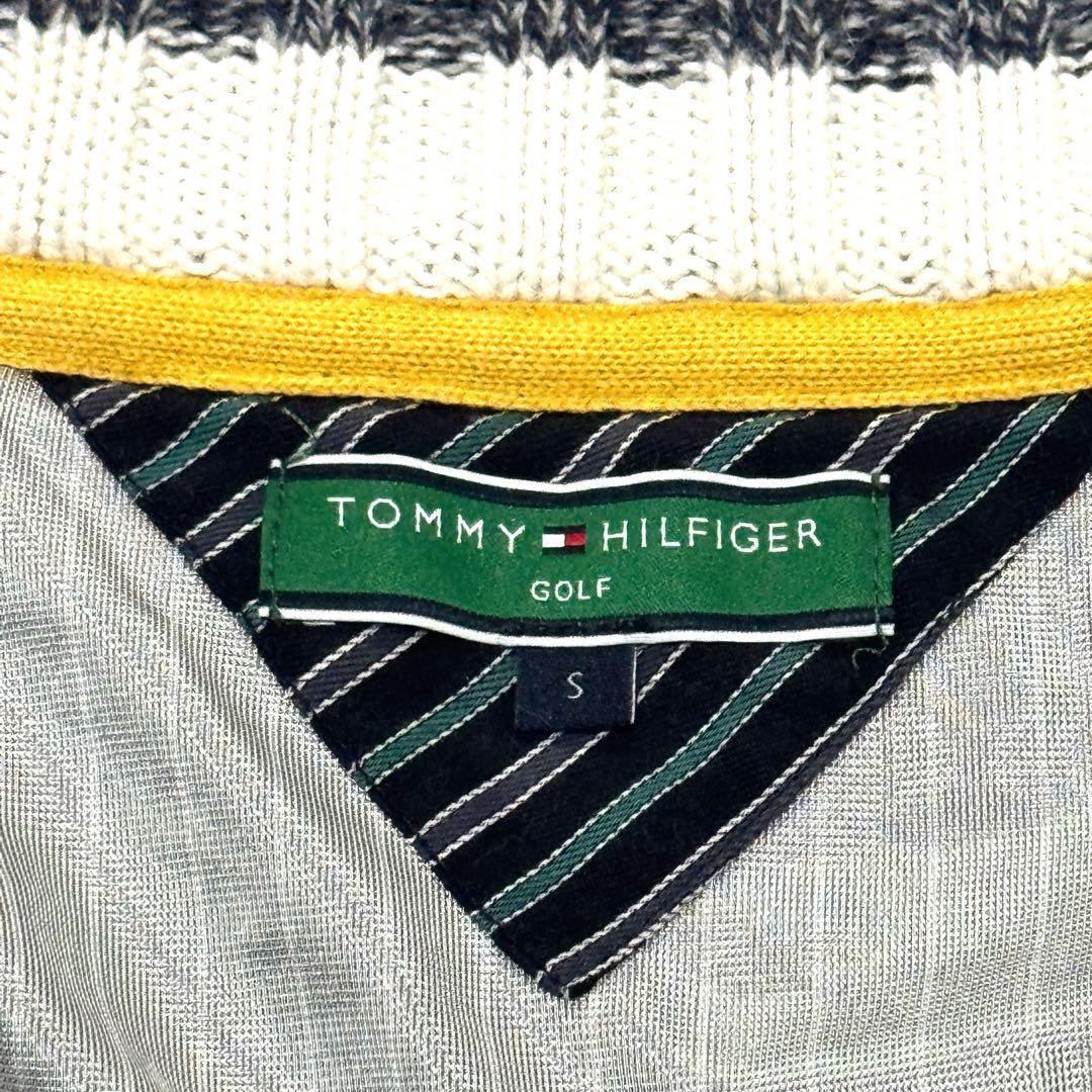 上質ウール　トミーヒルフィガーゴルフ　ジップセーター　グレー系　防風裏地付き S