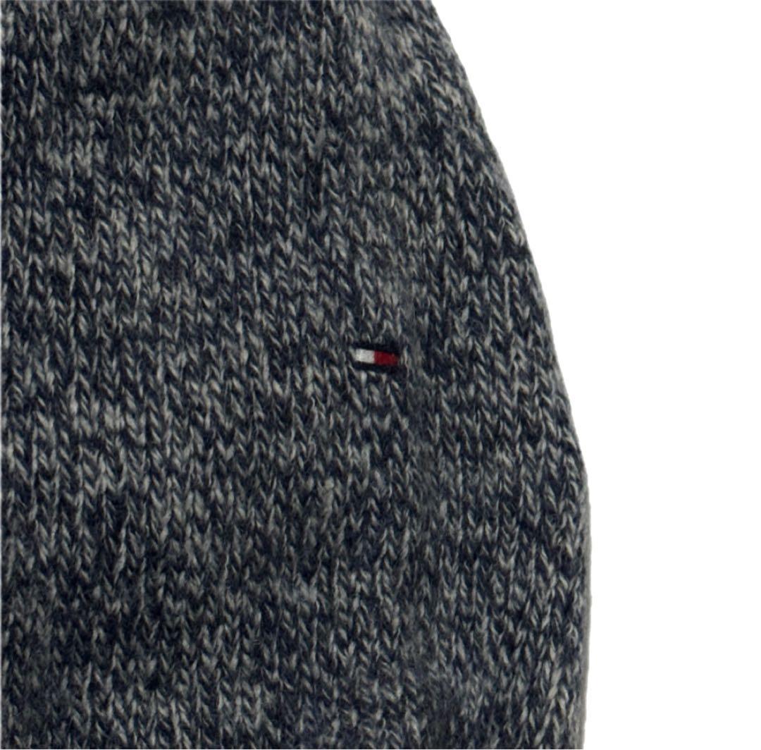 上質ウール　トミーヒルフィガーゴルフ　ジップセーター　グレー系　防風裏地付き S