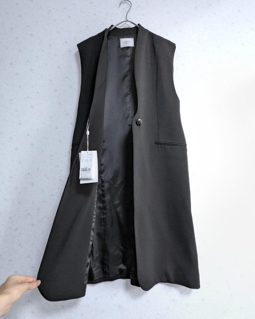 新品 Ameri WAVE COLLAR ANGULAR VEST ロング ジレ