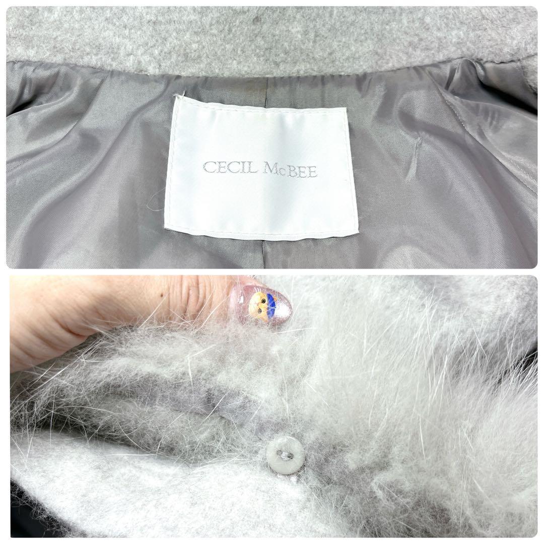 フォックスファー ポンチョ コート ケープ ウール グレー リボン ベルト付