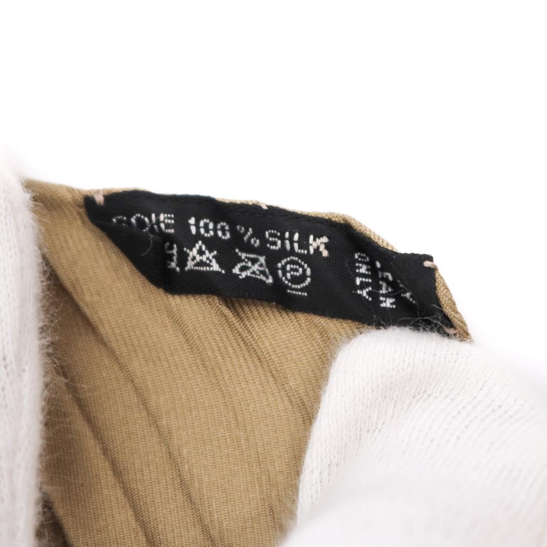 エルメス　カレ　プリーツ　スカーフ　ヴィンテージ　シルク100％　ブラウン