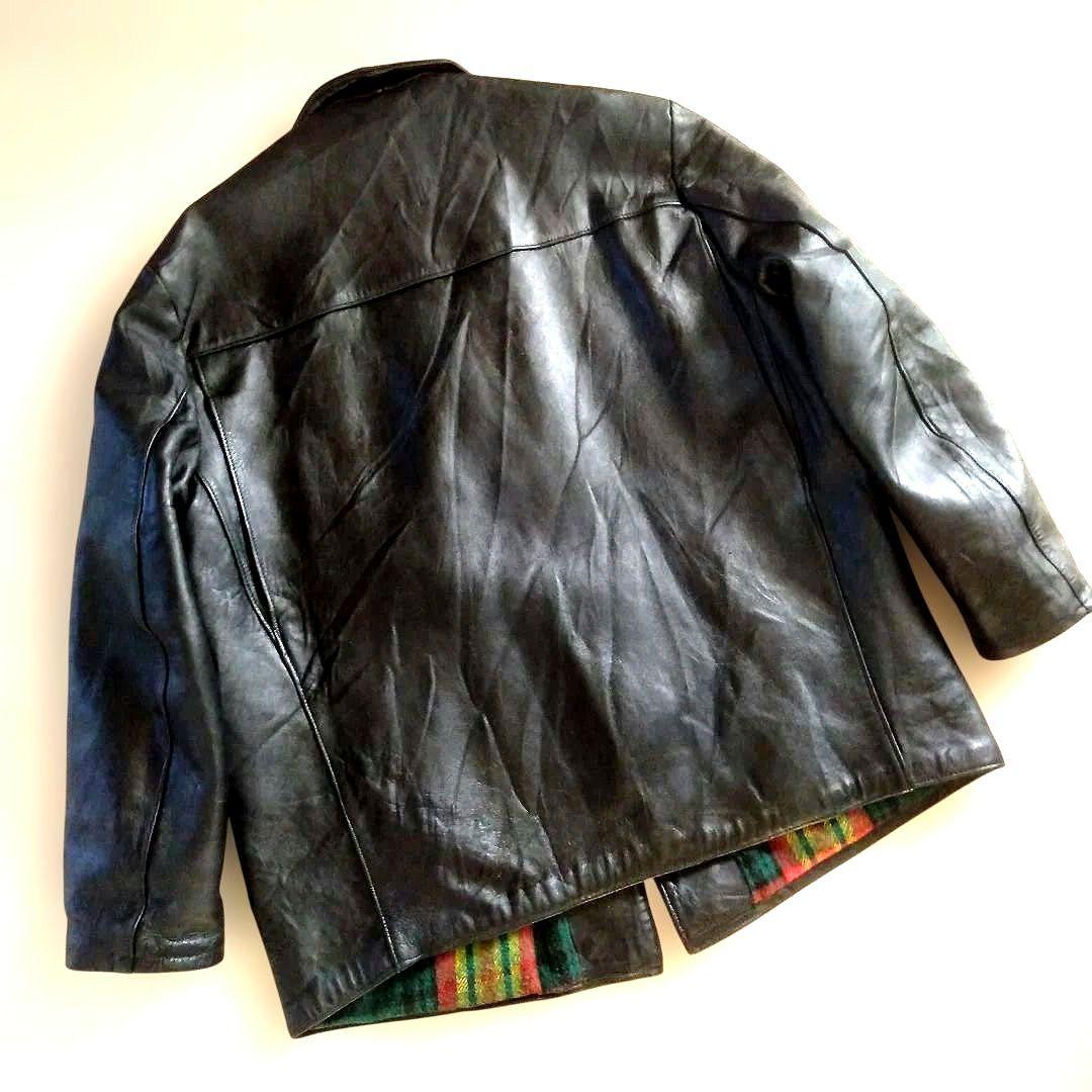 60 Vintage フランス レザージャケット カーコート トラッカージャック
