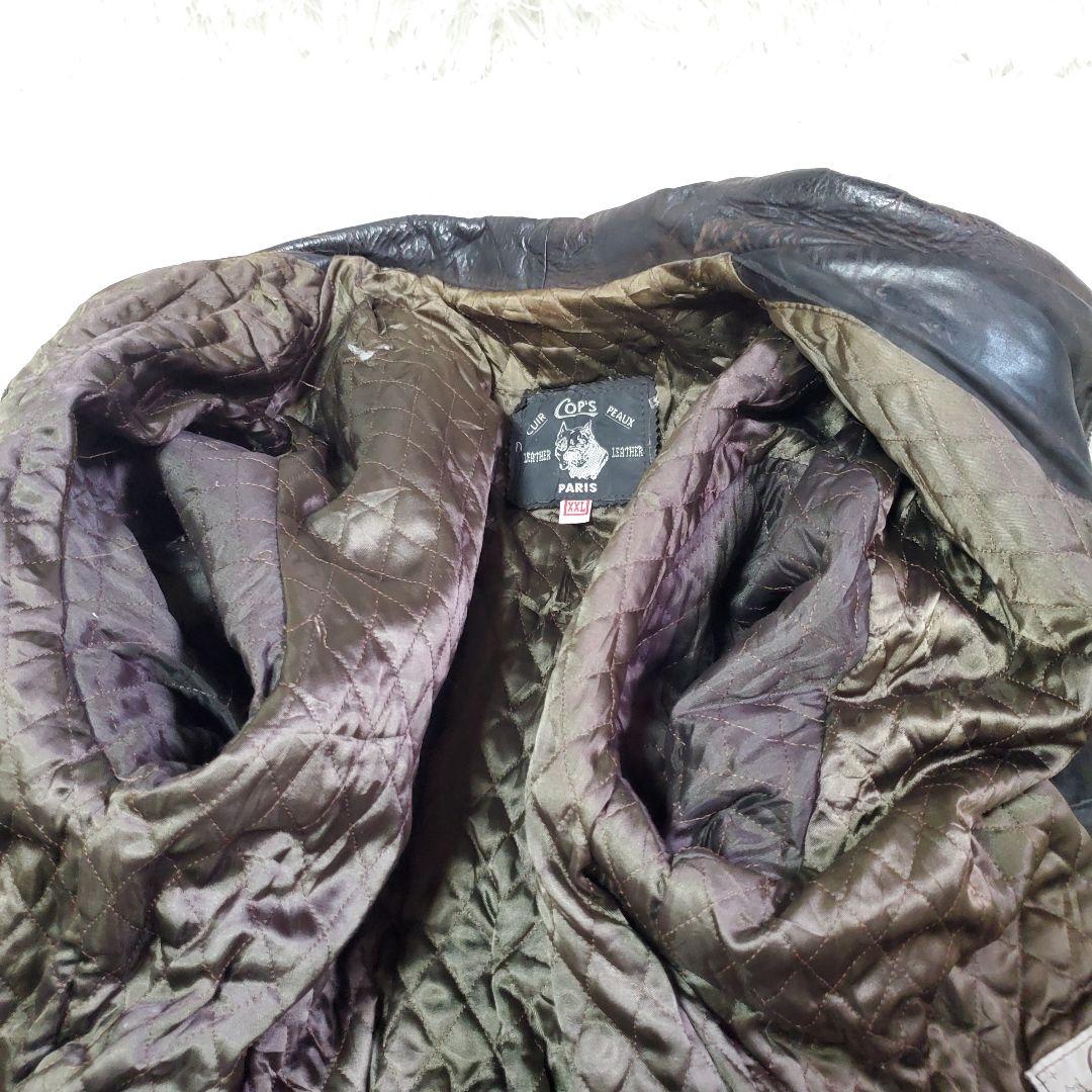 希少 フランス製 本革 ファイヤーマンジャケット ベルト オールレザー XL