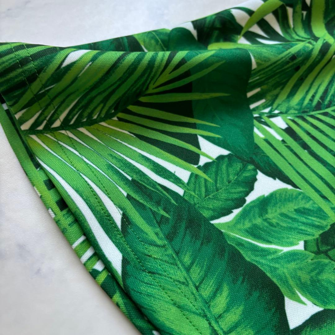 美品　パーリーゲイツ　ポロワンピース　ボタニカル柄　グリーン　リーフ総柄