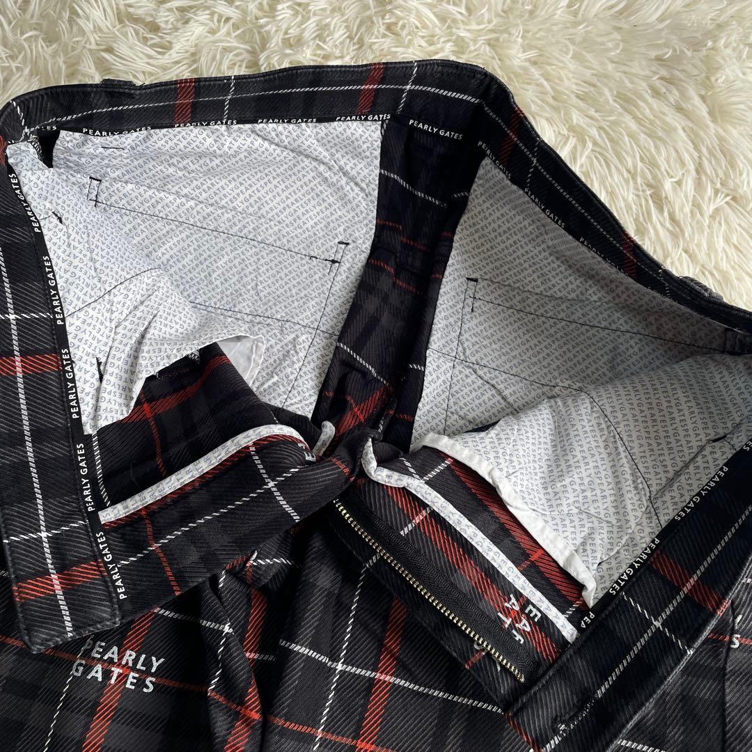 パーリーゲイツ パンツ 総柄 チェック ブラック 6 コットン