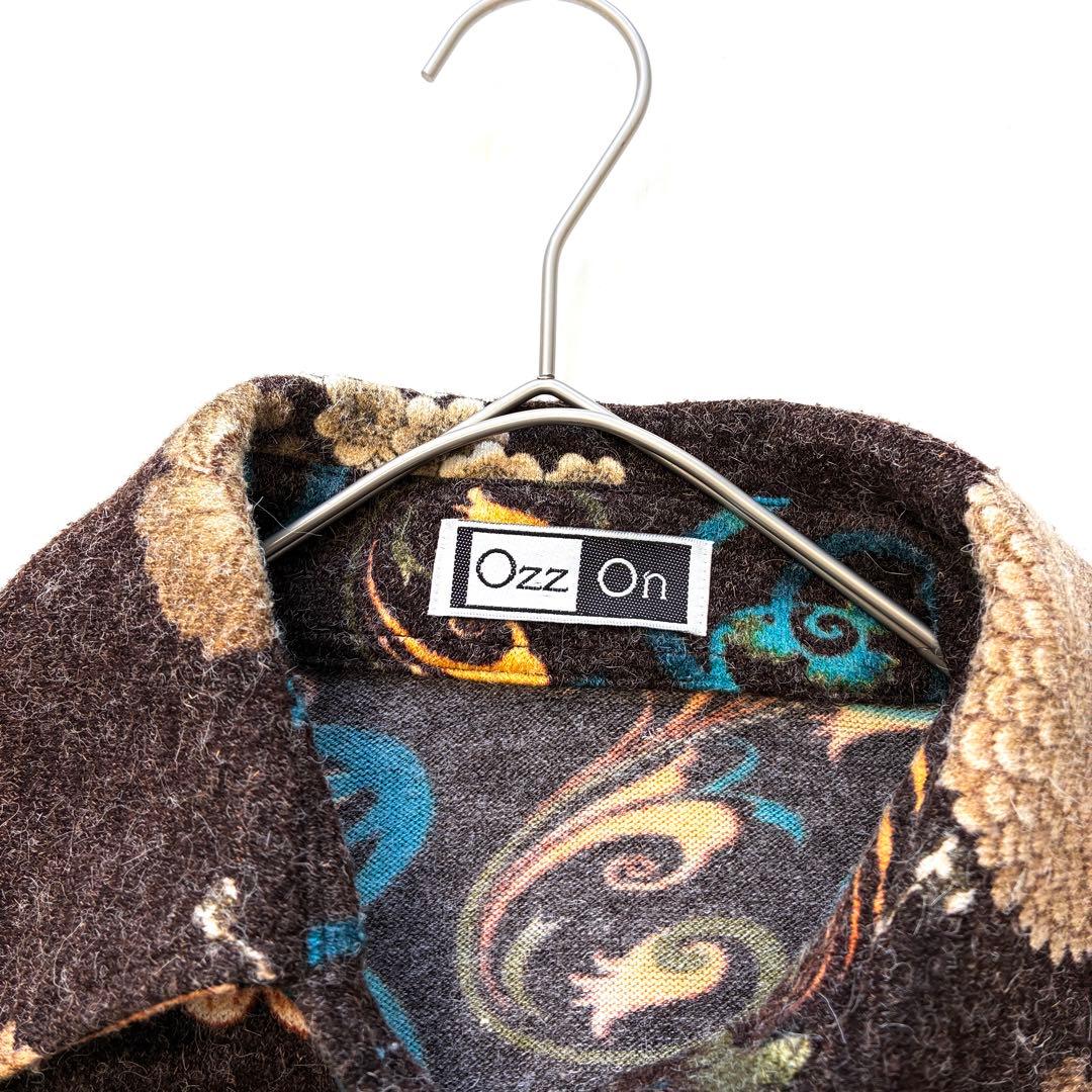 OZZON ニットソーフラワー柄シャツ