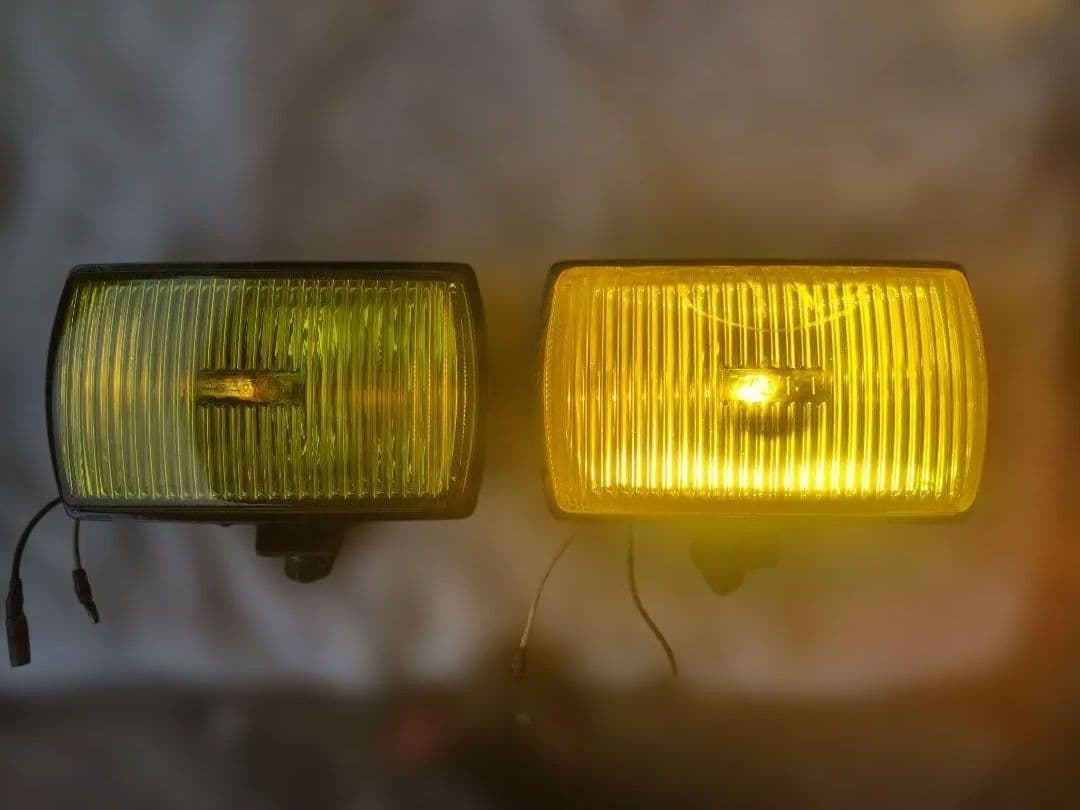 PIAA 角型イエローフォグランプ 2個セット 旧車 当時物 中古