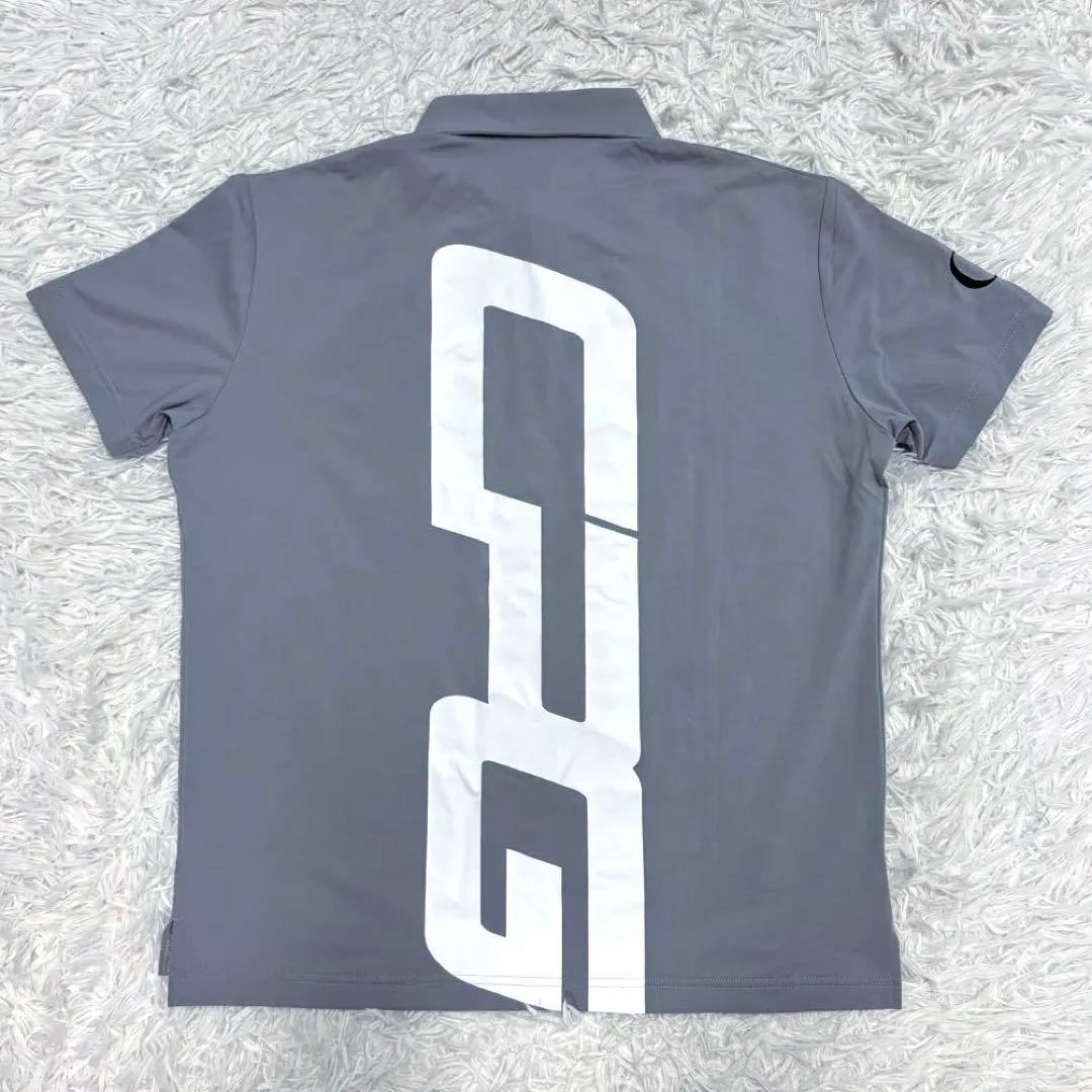 新作 CPG ゴルフ ポロシャツ グレー ストレッチ 冷感 バックロゴ 襟付き