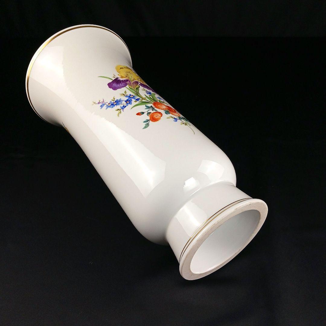 Y2827 マイセン 3つ花 フラワーブーケ 大型花瓶 高さ35㎝　ma　ten