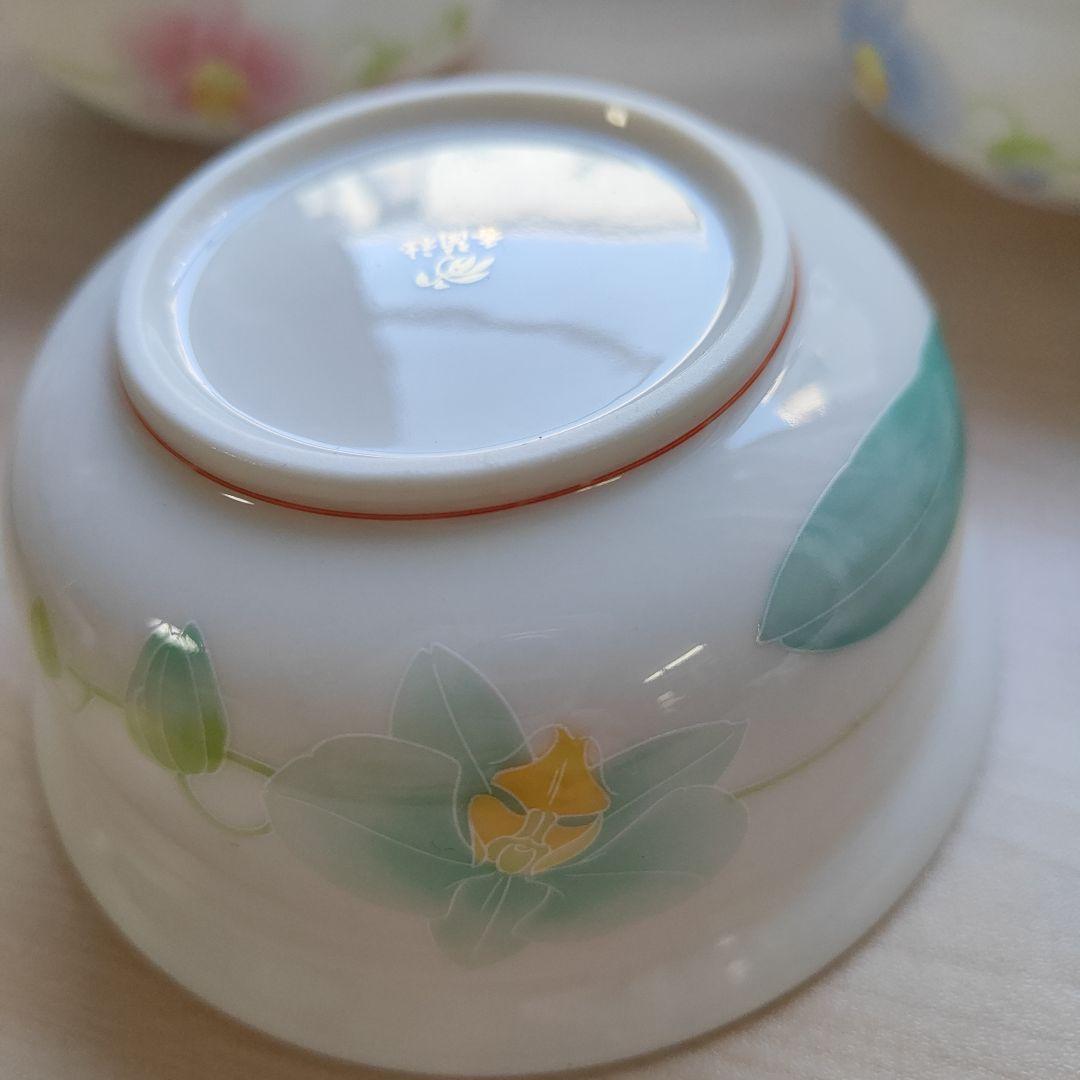 香蘭社 胡蝶蘭 金彩 五色柄 小鉢 五客 揃　深鉢