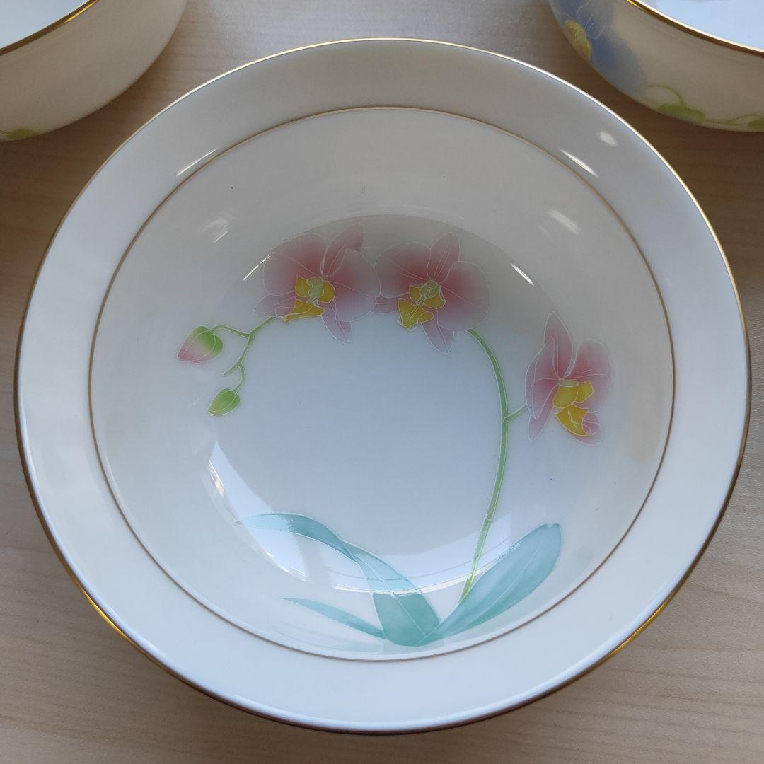 香蘭社 胡蝶蘭 金彩 五色柄 小鉢 五客 揃　深鉢