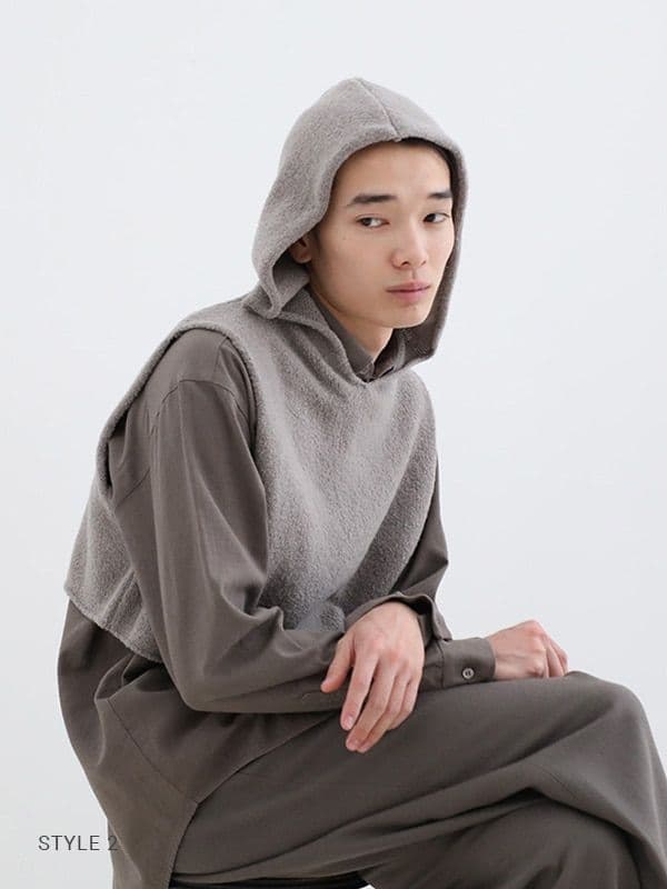 2025年 evam evaリニューウールフードベスト アイボリー