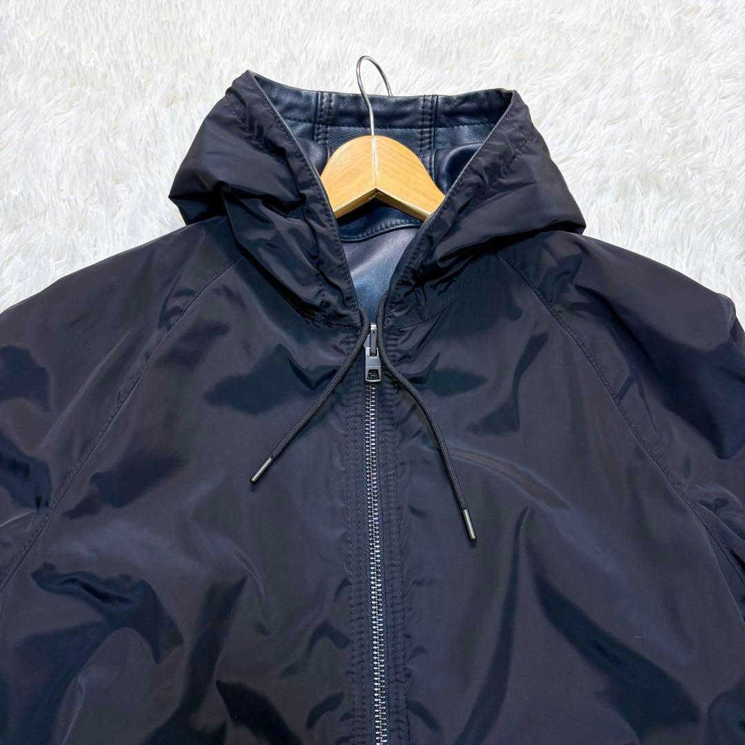 コーチ　レザーパーカー　リバーシブル　ネイビー　ブラック