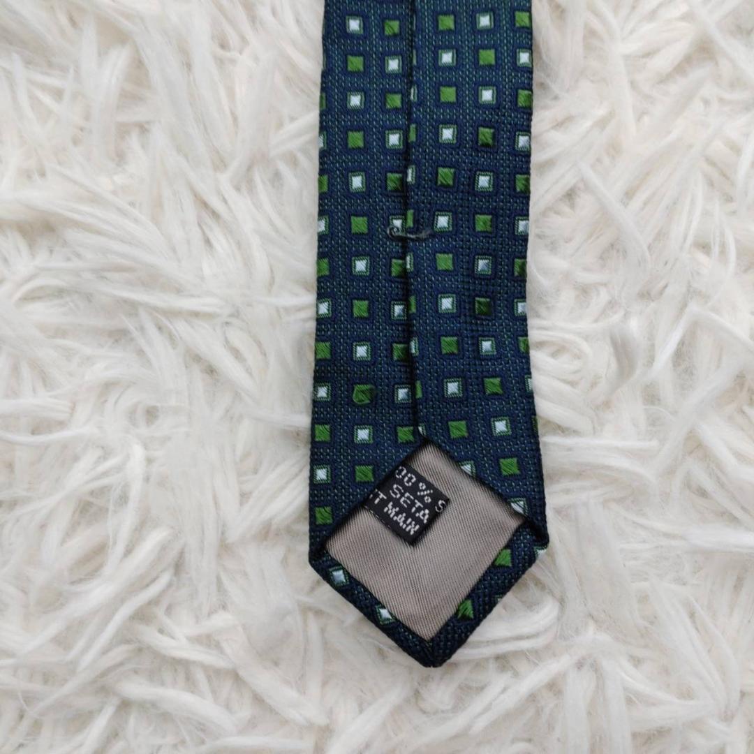 クリスチャンディオール 高級シルクネクタイ 総柄 モスグリーン