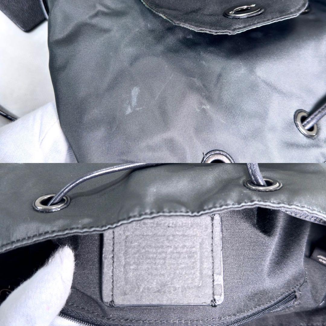 【訳あり極美品】コーチ ターンロック リュックサック ナイロン 黒 A4可