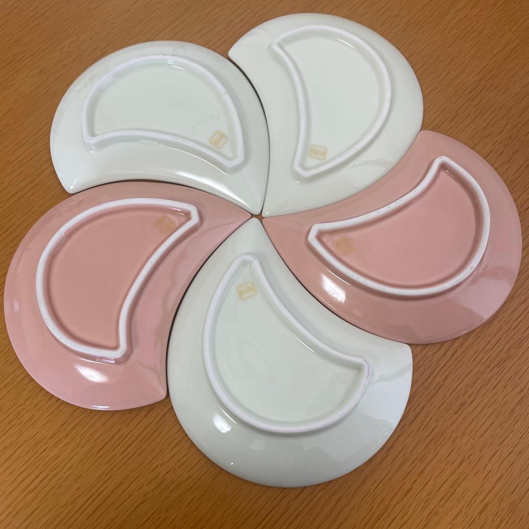 新品未使用‼️有田焼 幸楽窯 白釉銀彩梅花びら 銘々皿5客揃い