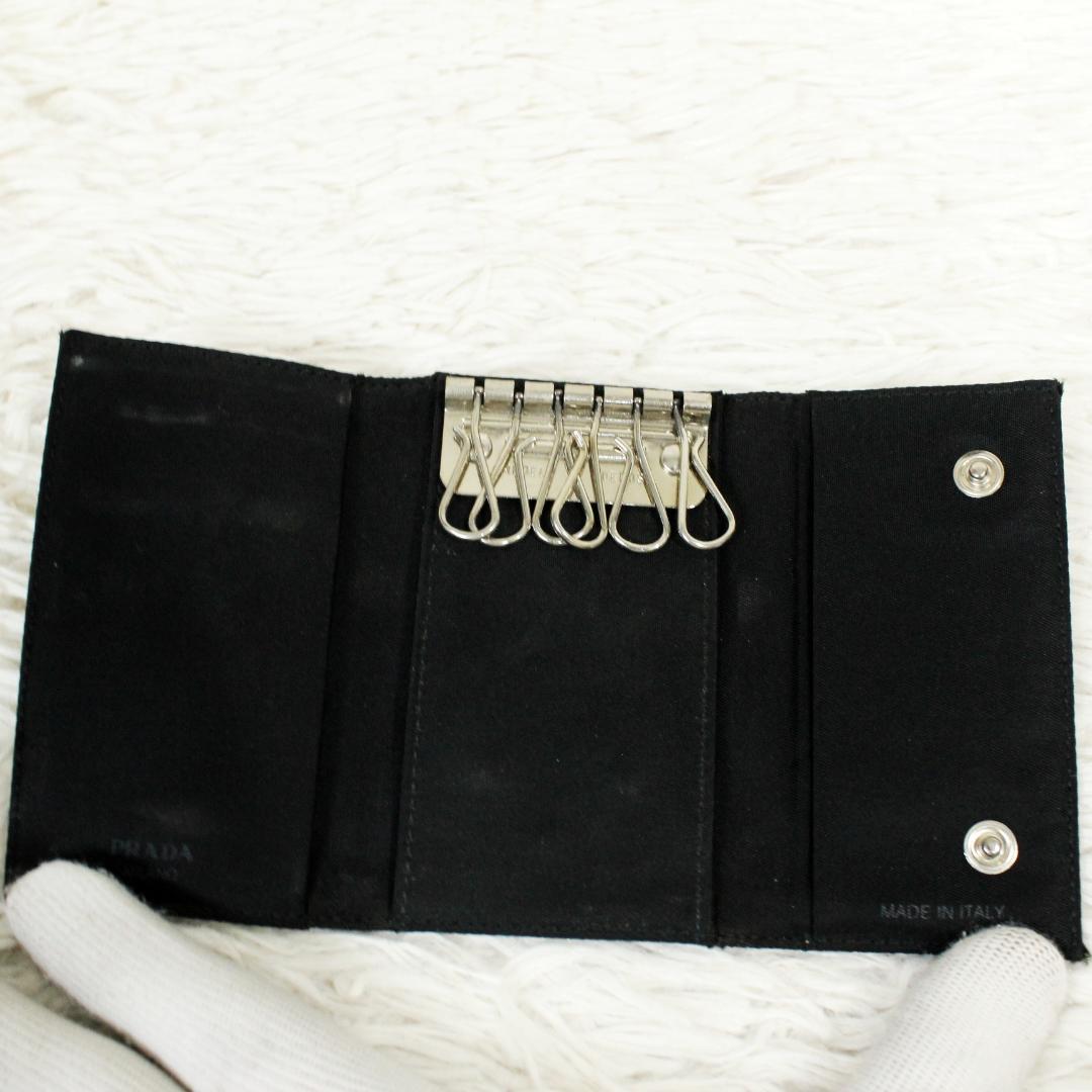 美品 PRADA プラダ 6連キーケース 三角ロゴ テスート ナイロン ブラック