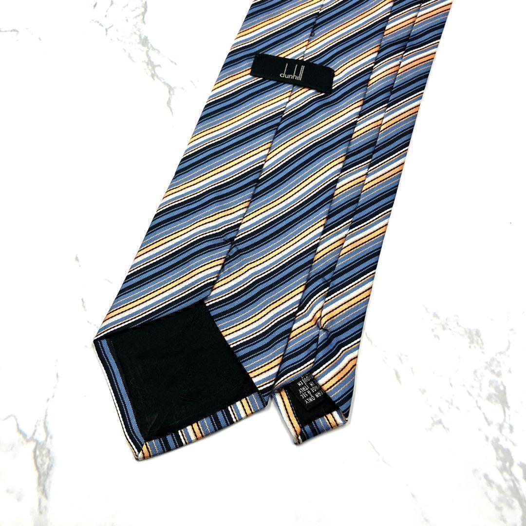 ◆美品◆ dunhill ダンヒル ネクタイ ストライプ柄 青色 カジュアル