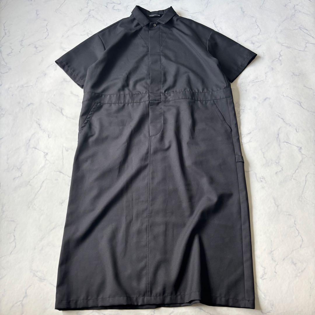 美品　mizuiro ind ペインターライクワンピース ブラック ◆7181