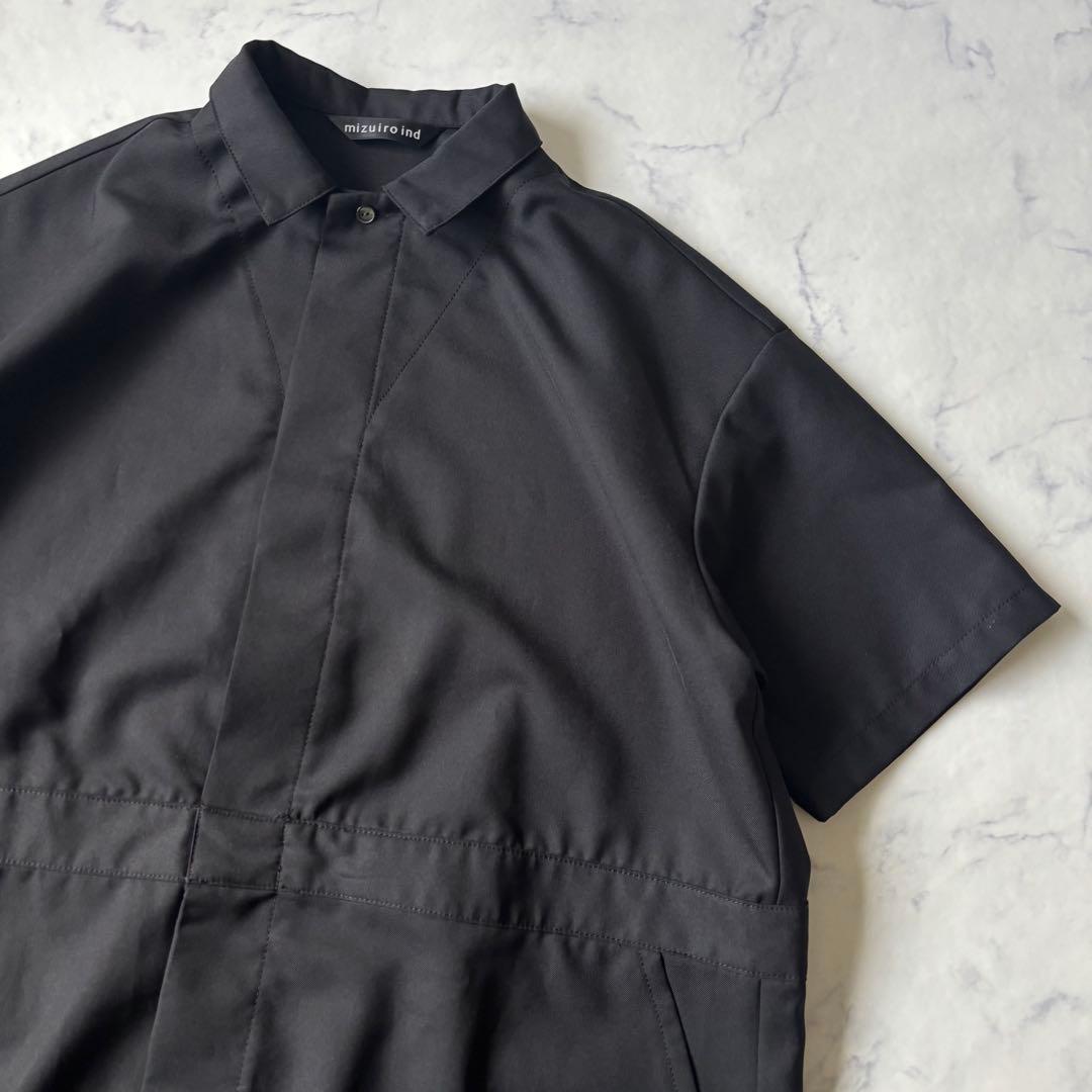 美品　mizuiro ind ペインターライクワンピース ブラック ◆7181