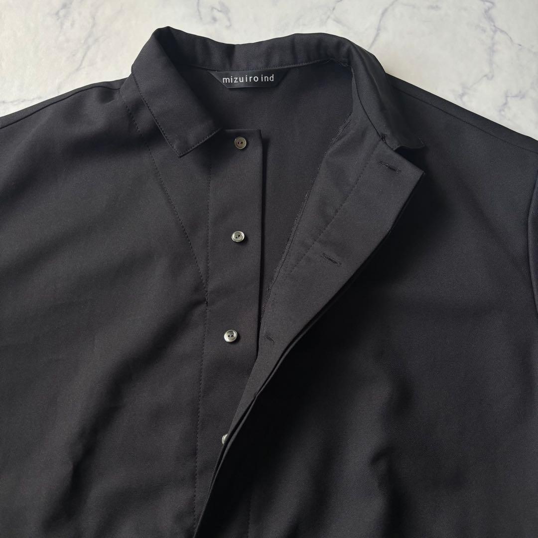 美品　mizuiro ind ペインターライクワンピース ブラック ◆7181