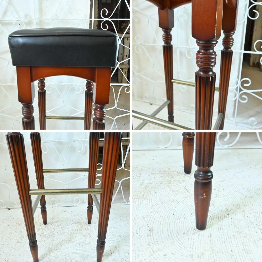 L3705-217 英国ヴィンテージ レザースツール ハイチェア カウンター