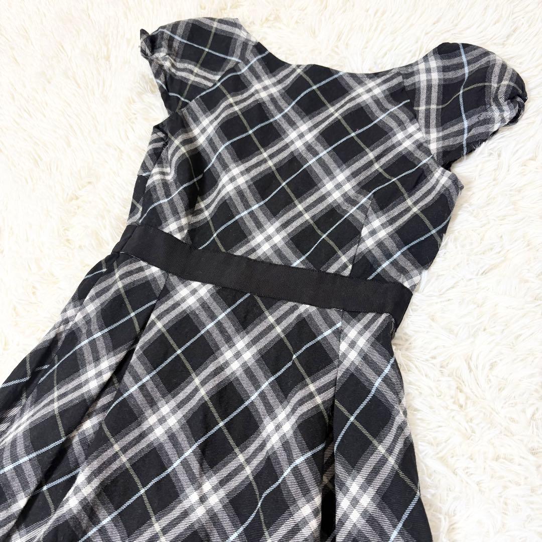 バーバリーブルーレーベル ノバチェック ワンピース 黒 ウエストリボン Aライン