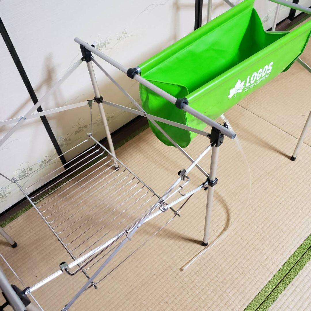 LOGOS アウトドアシンクとキッチンスタンド２つ オプション棚付き