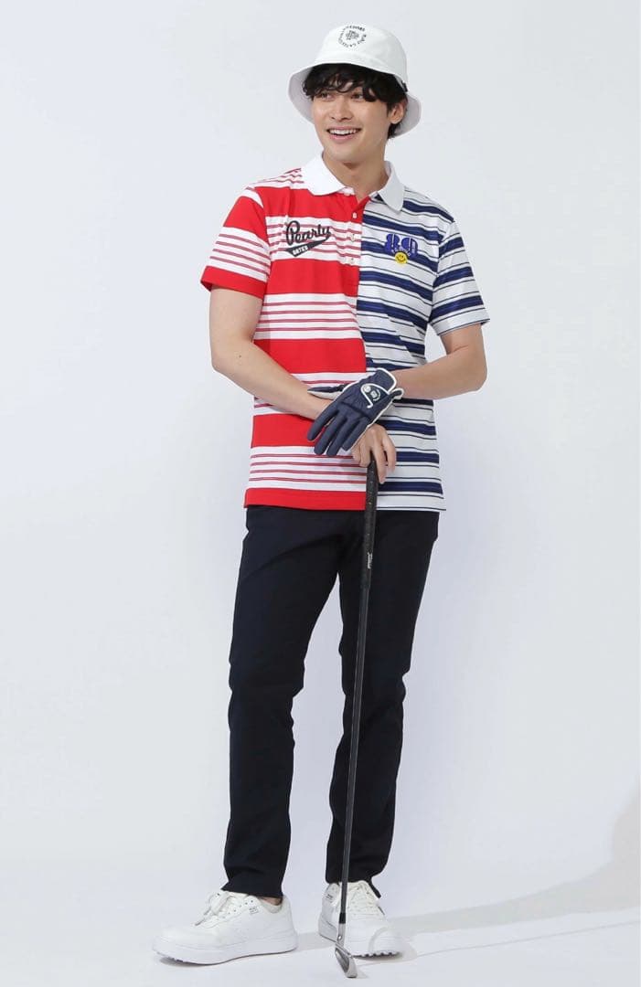 PEARLY GATES Peカノコボーダー半袖ポロシャツサイズ5